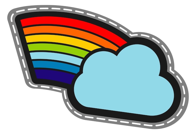 Vector rainbow cloud color patch funny magic sticker