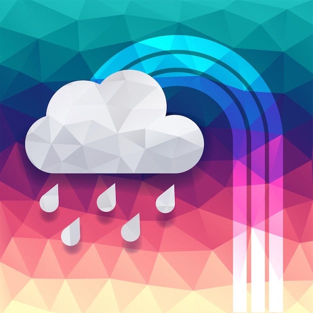 Vector rainbow cloud and rain