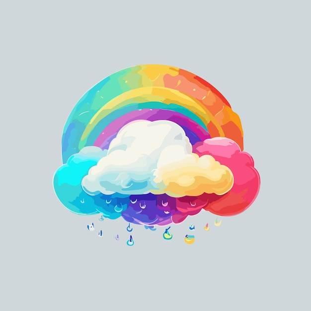Радуга и облако Векторная иллюстрация в плоском стиле на белом фоне