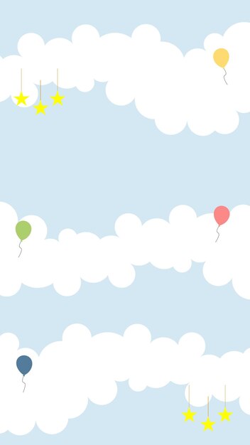 Rainbow Cloud Vector With Balloon And Cloud Decoration For Kid