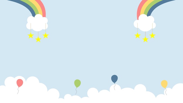 Rainbow cloud vector with balloon and cloud decoration