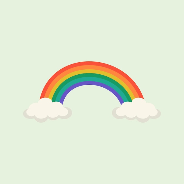 Vector rainbow and clouds flat illustration