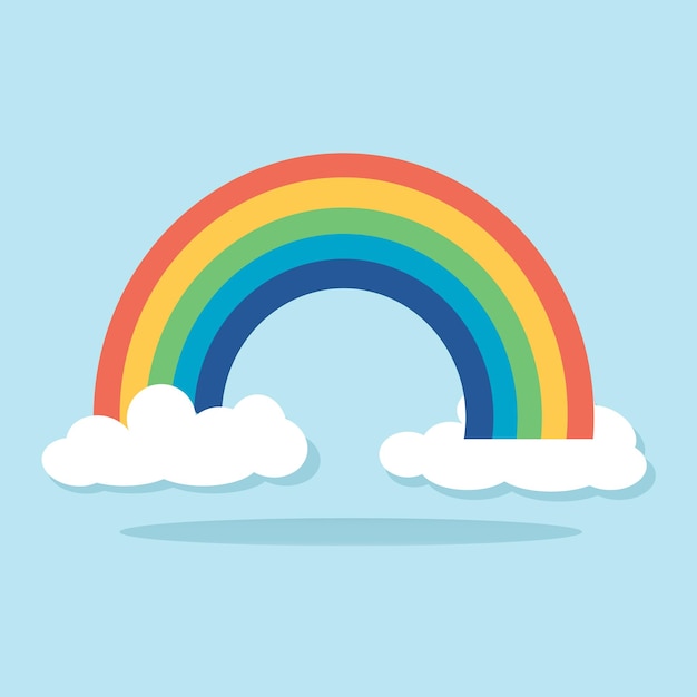 Rainbow and clouds icon Flat design Vector Illustration