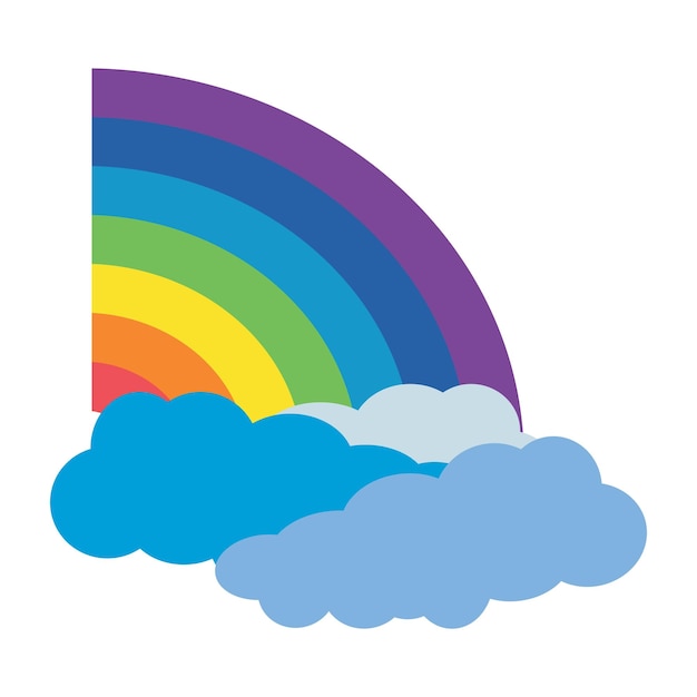 Rainbow and clouds icon Weather season and meteorology theme Isolated design Vector illustration