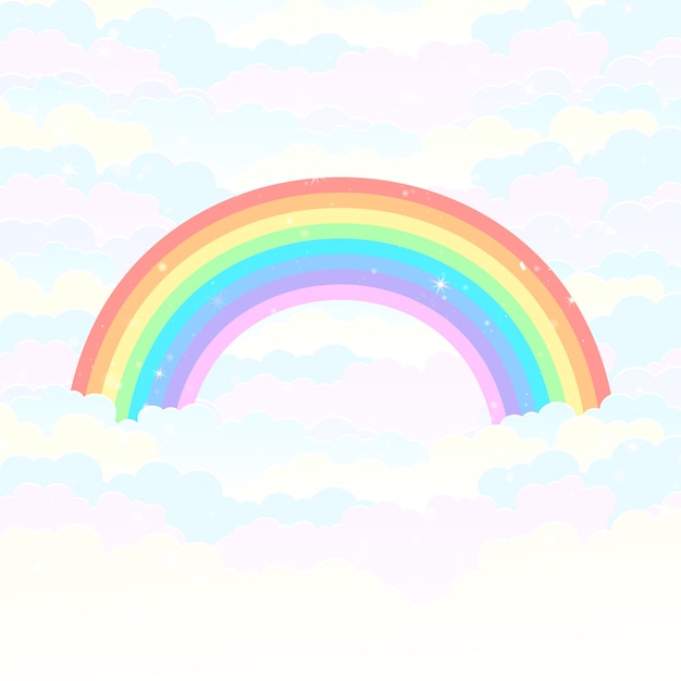 Premium Vector | Rainbow over clouds