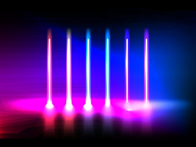 Vector rainbow color glowing led light tube lamps