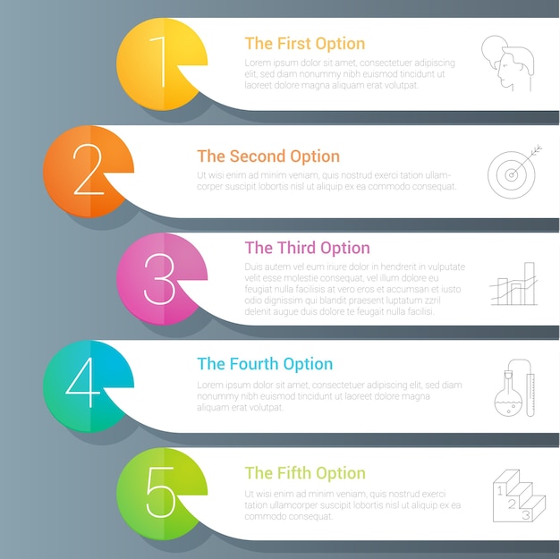 Rainbow color infographics step by step  template.