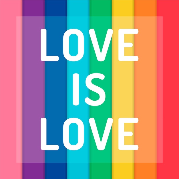 Vector a rainbow colored background with love is love concept for pride month