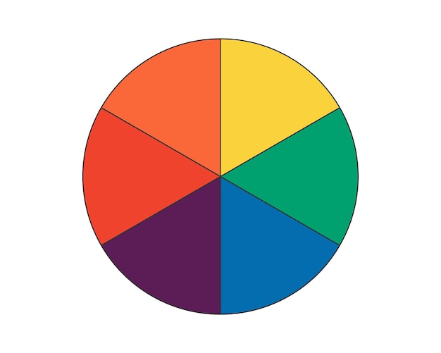 라운드 다이어그램의 무지개 색깔의 원 모양 무지개 빛깔의 색상 섹터 다채로운 세그먼트 휠
