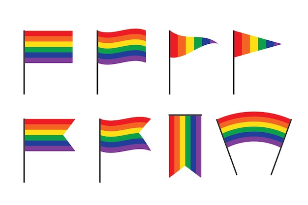 ベクトル 虹色の旗フラット アイコン lgbtqi コンセプト