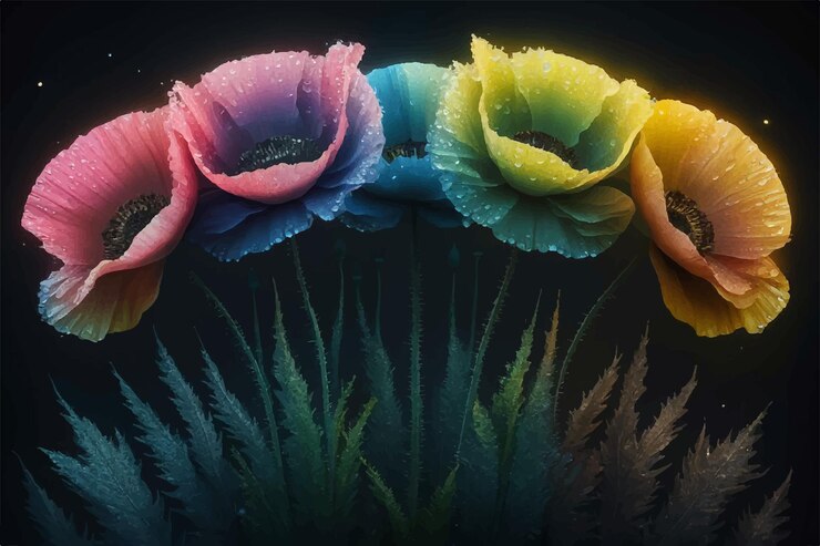 Vector a rainbow colored picture of flowers with the words rainbow on it