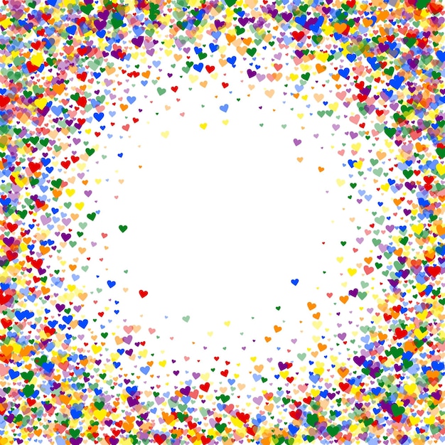 Vector rainbow colored scattered hearts lgbt valentine