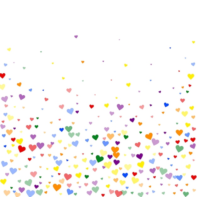 Rainbow colored scattered hearts LGBT valentine