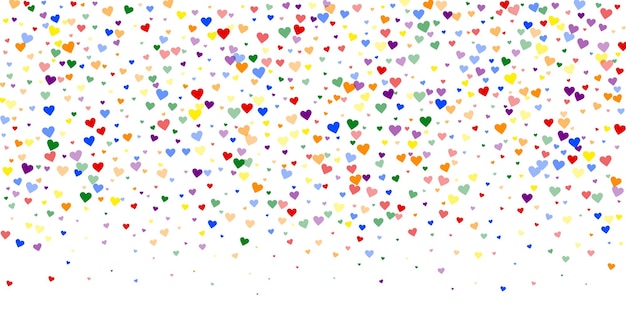 Rainbow colored scattered hearts LGBT valentine