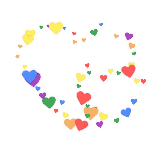 Rainbow colored scattered hearts LGBT valentine