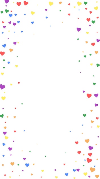 Vector rainbow colored scattered hearts lgbt valentine