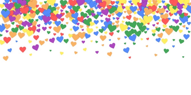 Vector rainbow colored scattered hearts lgbt valentine