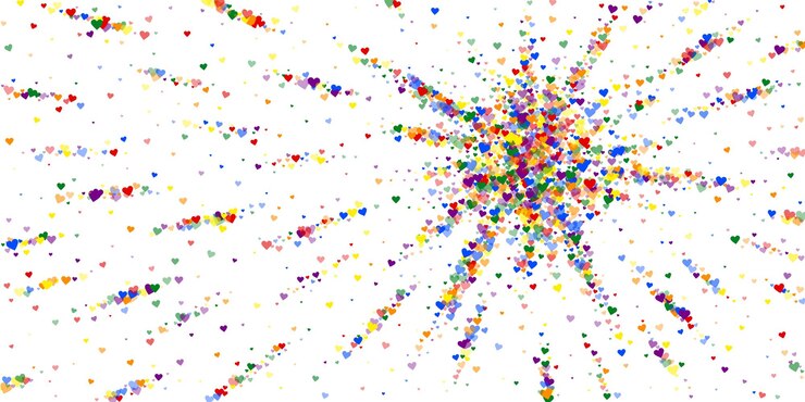 Vector rainbow colored scattered hearts lgbt valentine