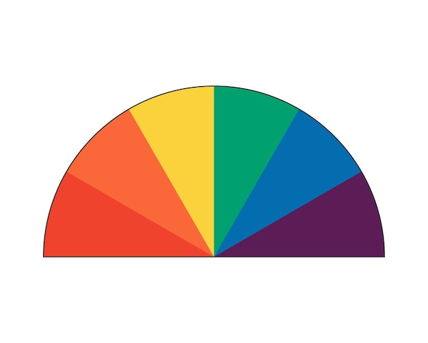 ベクトル 虹色の半円玉虫色図セクターカラフルなセグメント化されたパレットカラーチャート