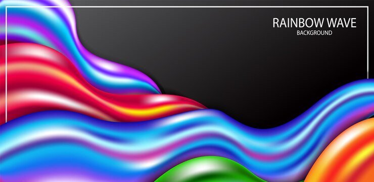 Vector a rainbow colored wave is shown on a black background