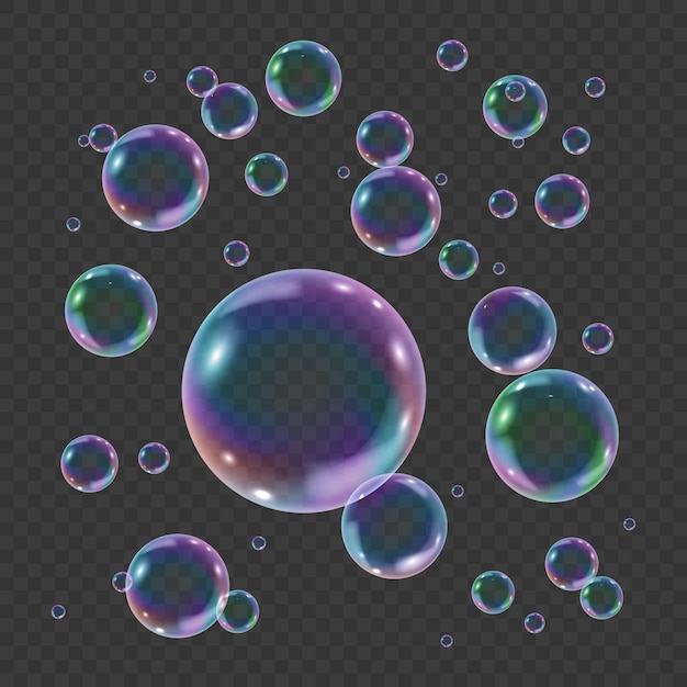 Rainbow colorful underwater bubble on transparent background