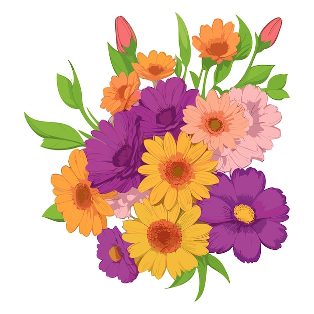 Premium Vector | Rainbow colors flowers bouquet