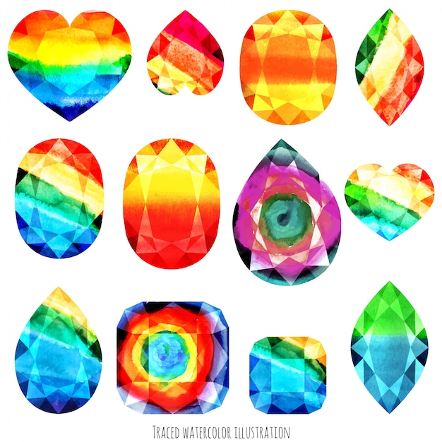 Vector rainbow colors gems