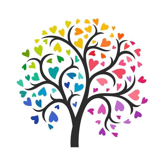 Rainbow coloured heart tree