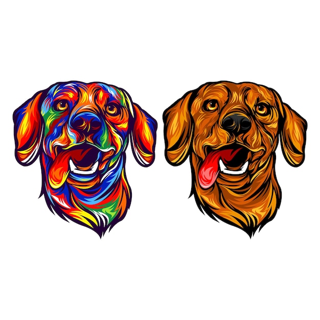 Illustrazione di faccia di cane arcobaleno