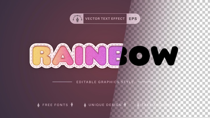 Vector rainbow  editable text effect, font style