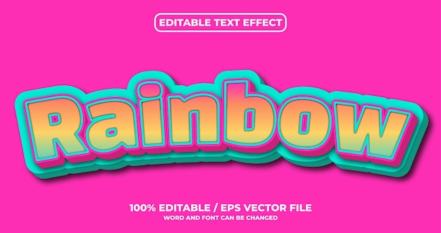 Vector rainbow editable text effect style