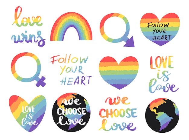 Rainbow elements clipart lgbtq color symbol of love lgbt community signs