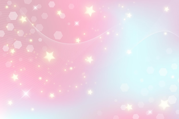 rainbow fantasy background holographic illustration in pastel colors sky with stars and hearts