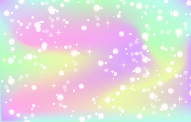 Vector rainbow fantasy background illustration in pastel colors multicolored unicorn sky with stars