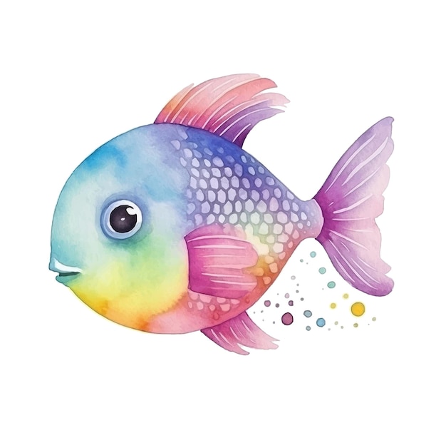 Rainbow Fish aquarel verf