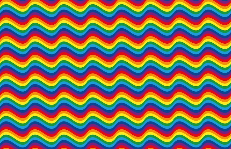 Vector rainbow flag seamless wavy background lgbt movement pattern