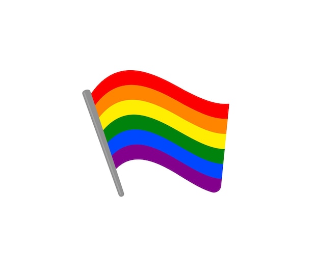무지개 깃발 벡터 고립 된 아이콘입니다. 이모티콘 그림입니다. LGBT 플래그 벡터 이모티콘