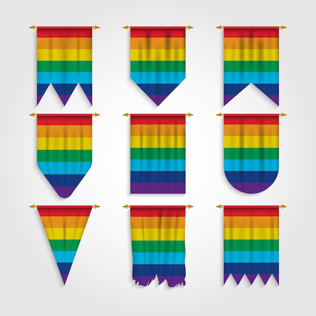 Rainbow flags in different shapes