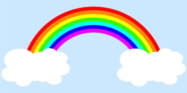 Rainbow in flat style Colorful trendy icon of rainbow Vector illustration Rainbow in the clouds