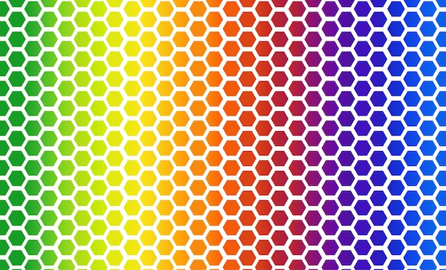 Rainbow gradient background honeycomb pattern vector design