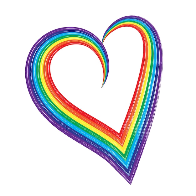 Vector rainbow hand drawn heart