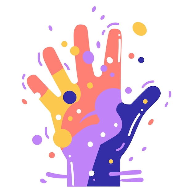 Rainbow hands in flat style isolated on background