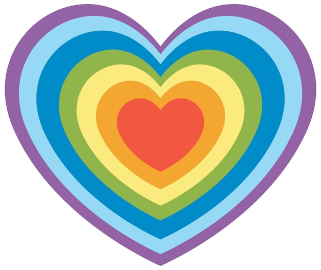 Vector rainbow heart in flat style