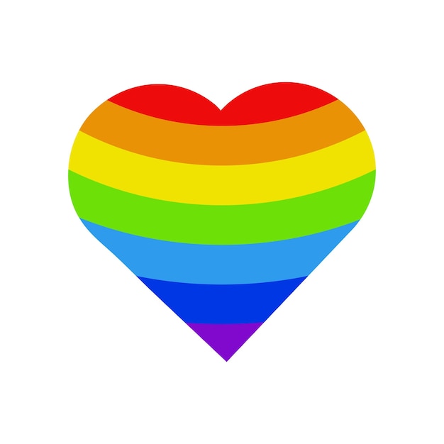 Радужное сердце лгбт цветной символ гомосексуальной любви знак лгбт сообщества изолирован на белом фоне векторная иллюстрация