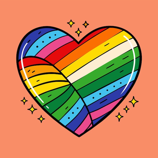 Rainbow heart with a rainbow colored heart vector illustration ar