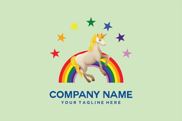 Logo del cavallo arcobaleno colore a 7 stelle e colore a 7 cerchi