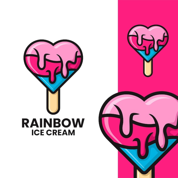 Vector rainbow ice cream art illustration