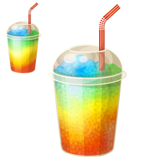 Vector rainbow ice cup frozen drink cartoon vector icon