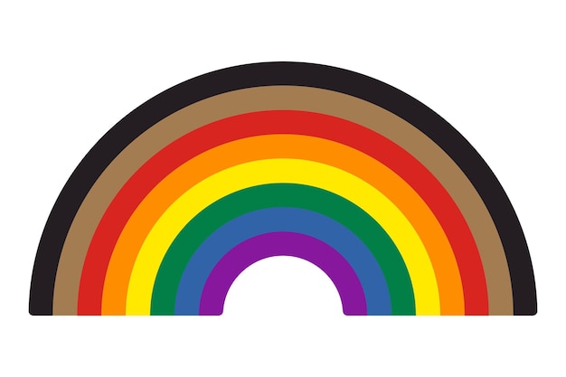 Vector rainbow icon symbol with black and brown lgbtq flat vector illustration