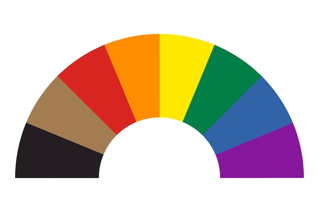 Rainbow icon with colors sector style Black and brown stripes Pride flag community